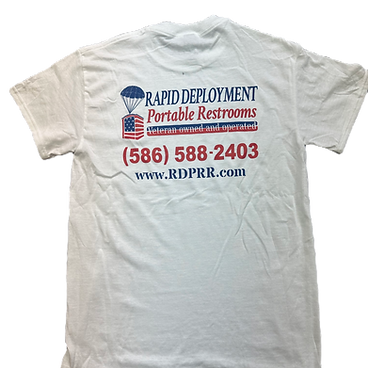 Custom printed t-shirt for Rapid Deployment Portable Restrooms